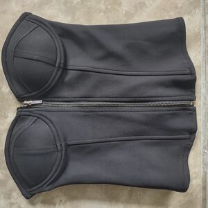 Black Structured Zip-Up Top